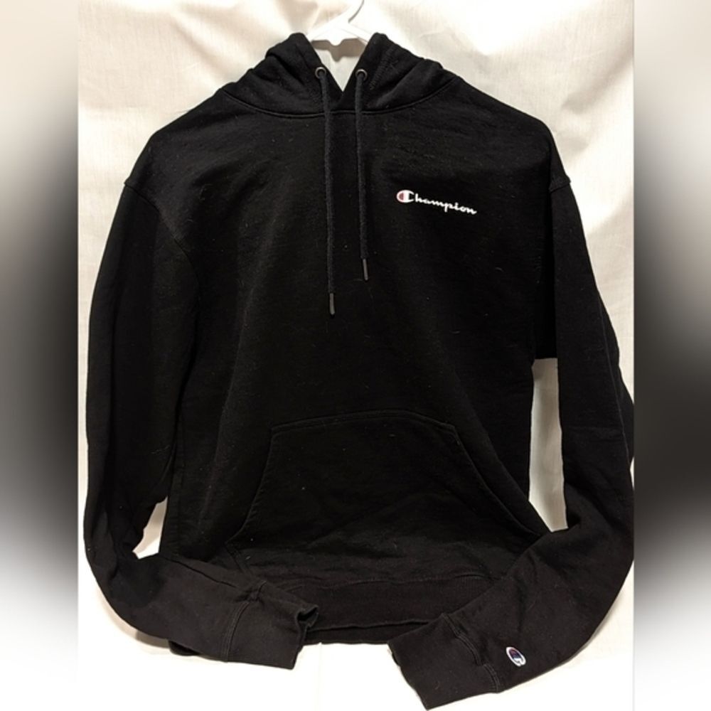 Champion Hoodie Mens Long Sleeve Black‎ hooded Sweatshirt SIZE S